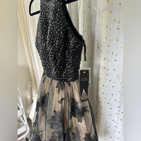 Ombre Prom NWT A Line Sequins Chucky Jewel Lace Mesh Homecoming Cocktail Dress 6 - Picture 4 of 8